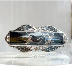 Vintage Nielloware sterling silver Siam Brooch